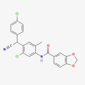 molecular formula C23H16Cl2N2O3 B4153017 N-{5-chloro-4-[(4-chlorophenyl)(cyano)methyl]-2-methylphenyl}-1,3-benzodioxole-5-carboxamide 