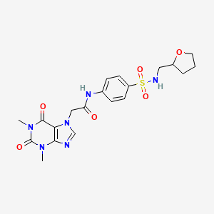 molecular formula C20H24N6O6S B4153055 2-(1,3-dimethyl-2,6-dioxo-1,2,3,6-tetrahydro-7H-purin-7-yl)-N-{4-[(tetrahydrofuran-2-ylmethyl)sulfamoyl]phenyl}acetamide 