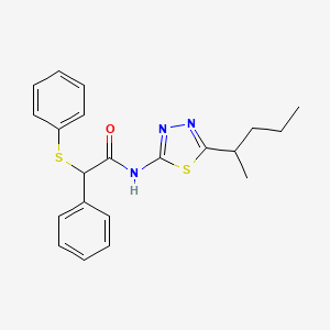 molecular formula C21H23N3OS2 B4153169 N-[5-(pentan-2-yl)-1,3,4-thiadiazol-2-yl]-2-phenyl-2-(phenylsulfanyl)acetamide 