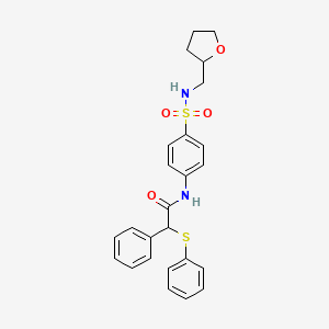 N-(4-{[(OXOLAN-2-YL)METHYL]SULFAMOYL}PHENYL)-2-PHENYL-2-(PHENYLSULFANYL)ACETAMIDE