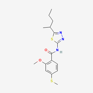 molecular formula C16H21N3O2S2 B4153198 2-methoxy-4-(methylsulfanyl)-N-[5-(pentan-2-yl)-1,3,4-thiadiazol-2-yl]benzamide 