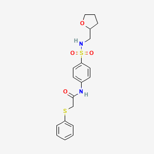 molecular formula C19H22N2O4S2 B4153271 2-(phenylsulfanyl)-N-{4-[(tetrahydrofuran-2-ylmethyl)sulfamoyl]phenyl}acetamide 