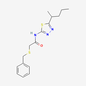 molecular formula C16H21N3OS2 B4153285 2-(benzylsulfanyl)-N-[5-(pentan-2-yl)-1,3,4-thiadiazol-2-yl]acetamide 