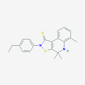 molecular formula C21H22N2S2 B415333 2-(4-ethylphenyl)-4,4,6-trimethyl-4,5-dihydroisothiazolo[5,4-c]quinoline-1(2H)-thione CAS No. 331676-64-3