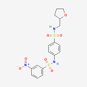 molecular formula C17H19N3O7S2 B4153342 3-nitro-N-{4-[(tetrahydrofuran-2-ylmethyl)sulfamoyl]phenyl}benzenesulfonamide 