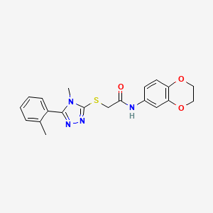 molecular formula C20H20N4O3S B4153358 N-(2,3-dihydro-1,4-benzodioxin-6-yl)-2-[[4-methyl-5-(2-methylphenyl)-1,2,4-triazol-3-yl]sulfanyl]acetamide 