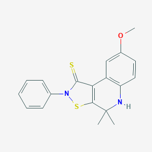molecular formula C19H18N2OS2 B415336 8-methoxy-4,4-dimethyl-2-phenyl-5H-[1,2]thiazolo[5,4-c]quinoline-1-thione CAS No. 306737-49-5