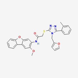 molecular formula C29H24N4O4S B4153369 2-{[4-(2-furylmethyl)-5-(2-methylphenyl)-4H-1,2,4-triazol-3-yl]thio}-N-(2-methoxydibenzo[b,d]furan-3-yl)acetamide 