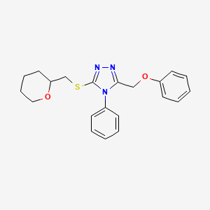 molecular formula C21H23N3O2S B4153378 3-(Oxan-2-ylmethylsulfanyl)-5-(phenoxymethyl)-4-phenyl-1,2,4-triazole 