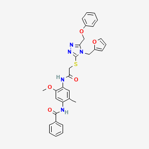 molecular formula C31H29N5O5S B4153381 N-[4-[[2-[[4-(furan-2-ylmethyl)-5-(phenoxymethyl)-1,2,4-triazol-3-yl]sulfanyl]acetyl]amino]-5-methoxy-2-methylphenyl]benzamide 