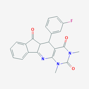 molecular formula C22H16FN3O3 B415340 5-(3-fluorophenyl)-1,3-dimethyl-5,5a-dihydro-1H-indeno[2',1':5,6]pyrido[2,3-d]pyrimidine-2,4,6(3H)-trione 