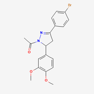 molecular formula C19H19BrN2O3 B4153502 1-acetyl-3-(4-bromophenyl)-5-(3,4-dimethoxyphenyl)-4,5-dihydro-1H-pyrazole 