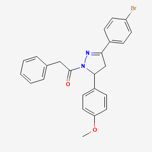 molecular formula C24H21BrN2O2 B4153509 1-[5-(4-Bromophenyl)-3-(4-methoxyphenyl)-3,4-dihydropyrazol-2-yl]-2-phenylethanone 