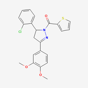 molecular formula C22H19ClN2O3S B4153522 [3-(2-Chlorophenyl)-5-(3,4-dimethoxyphenyl)-3,4-dihydropyrazol-2-yl]-thiophen-2-ylmethanone 