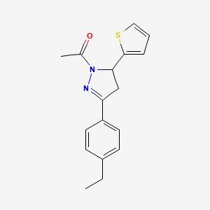 molecular formula C17H18N2OS B4153529 1-acetyl-3-(4-ethylphenyl)-5-(2-thienyl)-4,5-dihydro-1H-pyrazole 