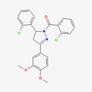 molecular formula C24H20Cl2N2O3 B4153535 1-(2-chlorobenzoyl)-5-(2-chlorophenyl)-3-(3,4-dimethoxyphenyl)-4,5-dihydro-1H-pyrazole 