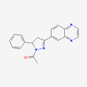 molecular formula C19H16N4O B4153563 6-(1-acetyl-5-phenyl-4,5-dihydro-1H-pyrazol-3-yl)quinoxaline 