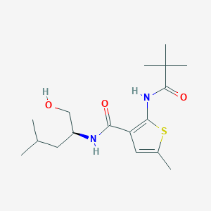 molecular formula C17H28N2O3S B4153577 2-[(2,2-dimethylpropanoyl)amino]-N-[(1S)-1-(hydroxymethyl)-3-methylbutyl]-5-methylthiophene-3-carboxamide 