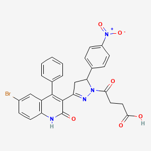 molecular formula C28H21BrN4O6 B4153584 4-[3-(6-bromo-2-oxo-4-phenyl-1,2-dihydroquinolin-3-yl)-5-(4-nitrophenyl)-4,5-dihydro-1H-pyrazol-1-yl]-4-oxobutanoic acid 