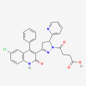 4-[3-(6-chloro-2-oxo-4-phenyl-1,2-dihydroquinolin-3-yl)-5-(pyridin-2-yl)-4,5-dihydro-1H-pyrazol-1-yl]-4-oxobutanoic acid