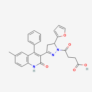 4-(5-(furan-2-yl)-3-(6-methyl-2-oxo-4-phenyl-1,2-dihydroquinolin-3-yl)-4,5-dihydro-1H-pyrazol-1-yl)-4-oxobutanoic acid