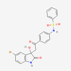 N-{4-[2-(5-bromo-3-hydroxy-2-oxo-2,3-dihydro-1H-indol-3-yl)acetyl]phenyl}benzenesulfonamide