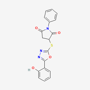 3-[[5-(2-Hydroxyphenyl)-1,3,4-oxadiazol-2-yl]sulfanyl]-1-phenylpyrrolidine-2,5-dione