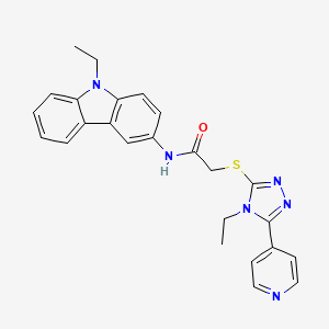 molecular formula C25H24N6OS B4153698 N-(9-Ethyl-9H-carbazol-3-YL)-2-{[4-ethyl-5-(4-pyridinyl)-4H-1,2,4-triazol-3-YL]sulfanyl}acetamide CAS No. 585551-57-1