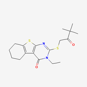 2-[(3,3-dimethyl-2-oxobutyl)sulfanyl]-3-ethyl-5,6,7,8-tetrahydro[1]benzothieno[2,3-d]pyrimidin-4(3H)-one