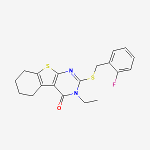 3-ethyl-2-[(2-fluorobenzyl)sulfanyl]-5,6,7,8-tetrahydro[1]benzothieno[2,3-d]pyrimidin-4(3H)-one