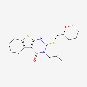 molecular formula C19H24N2O2S2 B4153727 3-allyl-2-[(tetrahydro-2H-pyran-2-ylmethyl)thio]-5,6,7,8-tetrahydro[1]benzothieno[2,3-d]pyrimidin-4(3H)-one 