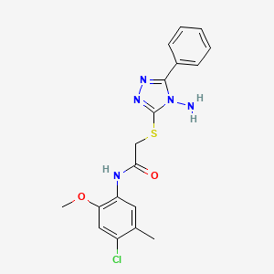 2-[(4-amino-5-phenyl-1,2,4-triazol-3-yl)sulfanyl]-N-(4-chloro-2-methoxy-5-methylphenyl)acetamide