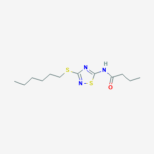 molecular formula C12H21N3OS2 B415375 N-[3-(hexylsulfanyl)-1,2,4-thiadiazol-5-yl]butanamide 