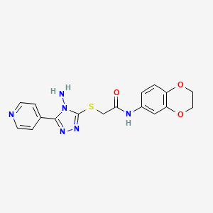 molecular formula C17H16N6O3S B4153756 2-{[4-amino-5-(pyridin-4-yl)-4H-1,2,4-triazol-3-yl]sulfanyl}-N-(2,3-dihydro-1,4-benzodioxin-6-yl)acetamide 