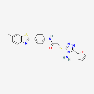 molecular formula C22H18N6O2S2 B4153763 2-(4-amino-5-(2-furyl)(1,2,4-triazol-3-ylthio))-N-[4-(6-methylbenzothiazol-2-y l)phenyl]acetamide 