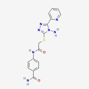 molecular formula C16H15N7O2S B4153785 4-[2-(4-Amino-5-(2-pyridyl)-1,2,4-triazol-3-ylthio)acetylamino]benzamide 