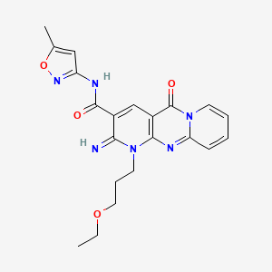 molecular formula C21H22N6O4 B4153856 7-(3-ethoxypropyl)-6-imino-N-(5-methyl-1,2-oxazol-3-yl)-2-oxo-1,7,9-triazatricyclo[8.4.0.03,8]tetradeca-3(8),4,9,11,13-pentaene-5-carboxamide 