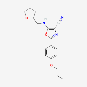 molecular formula C18H21N3O3 B4153900 2-(4-Propoxyphenyl)-5-[(tetrahydrofuran-2-ylmethyl)amino]-1,3-oxazole-4-carbonitrile 