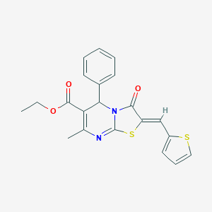 molecular formula C21H18N2O3S2 B415394 ethyl 7-methyl-3-oxo-5-phenyl-2-(2-thienylmethylene)-2,3-dihydro-5H-[1,3]thiazolo[3,2-a]pyrimidine-6-carboxylate 
