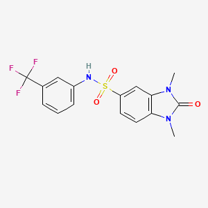 molecular formula C16H14F3N3O3S B4153971 1,3-DIMETHYL-2-OXO-N-[3-(TRIFLUOROMETHYL)PHENYL]-2,3-DIHYDRO-1H-1,3-BENZODIAZOLE-5-SULFONAMIDE 