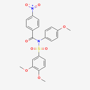 molecular formula C22H20N2O8S B4154005 N-(3,4-dimethoxyphenyl)sulfonyl-N-(4-methoxyphenyl)-4-nitrobenzamide 