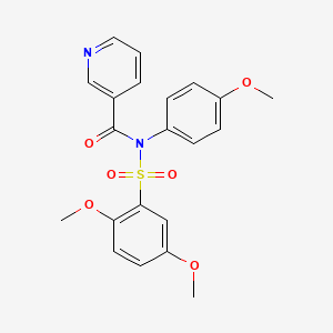 molecular formula C21H20N2O6S B4154013 N-(2,5-Dimethoxybenzenesulfonyl)-N-(4-methoxyphenyl)pyridine-3-carboxamide 