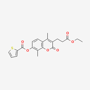 3-(3-ethoxy-3-oxopropyl)-4,8-dimethyl-2-oxo-2H-chromen-7-yl thiophene-2-carboxylate