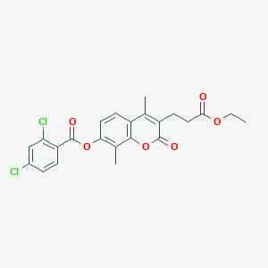 molecular formula C23H20Cl2O6 B4154100 3-(3-ethoxy-3-oxopropyl)-4,8-dimethyl-2-oxo-2H-chromen-7-yl 2,4-dichlorobenzoate 