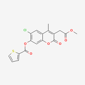 molecular formula C18H13ClO6S B4154117 6-chloro-3-(2-methoxy-2-oxoethyl)-4-methyl-2-oxo-2H-chromen-7-yl thiophene-2-carboxylate 