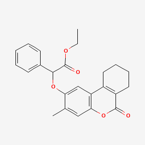 molecular formula C24H24O5 B4154154 ETHYL 2-({3-METHYL-6-OXO-6H,7H,8H,9H,10H-CYCLOHEXA[C]CHROMEN-2-YL}OXY)-2-PHENYLACETATE 