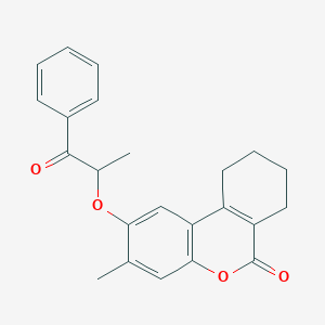 molecular formula C23H22O4 B4154163 3-METHYL-2-[(1-OXO-1-PHENYLPROPAN-2-YL)OXY]-6H,7H,8H,9H,10H-CYCLOHEXA[C]CHROMEN-6-ONE 