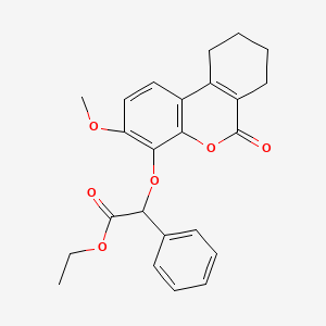 ETHYL 2-({3-METHOXY-6-OXO-6H,7H,8H,9H,10H-CYCLOHEXA[C]CHROMEN-4-YL}OXY)-2-PHENYLACETATE