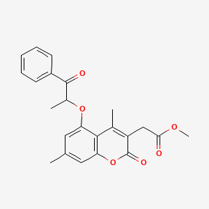 METHYL 2-{4,7-DIMETHYL-2-OXO-5-[(1-OXO-1-PHENYLPROPAN-2-YL)OXY]-2H-CHROMEN-3-YL}ACETATE