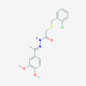 molecular formula C19H21ClN2O3S B415420 2-[(2-chlorobenzyl)sulfanyl]-N'-[1-(3,4-dimethoxyphenyl)ethylidene]acetohydrazide 